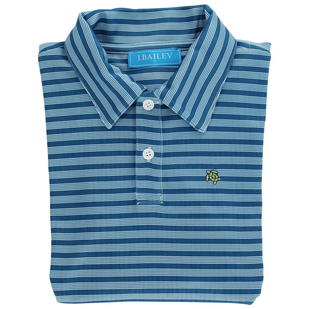 Cornflower Striped Performance Polo