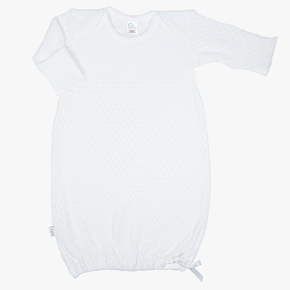 White Overlap Shoulder Gown w Bow