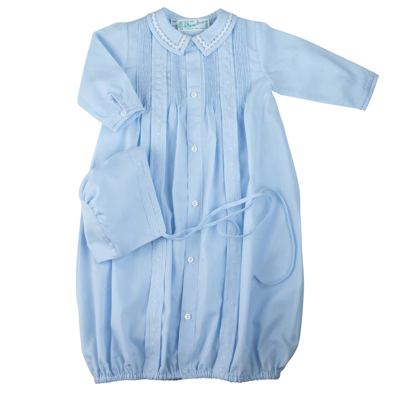 Boys Dot Embroidered Take Me Home Gown with Bonnet
