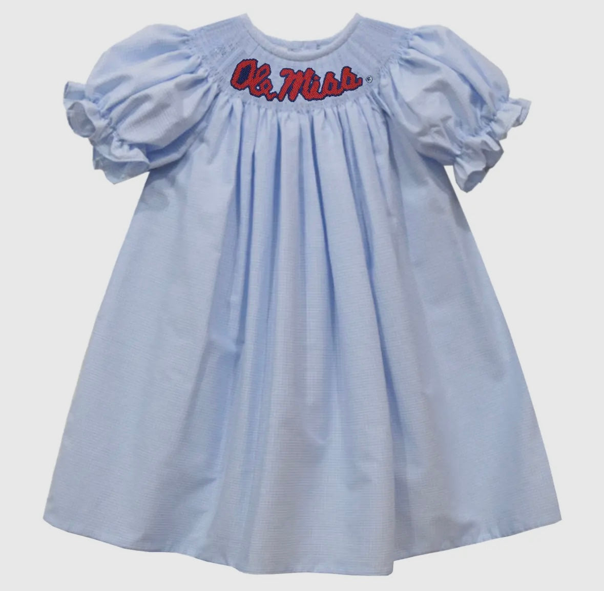 Light Blue Ole Miss Smocked Dress
