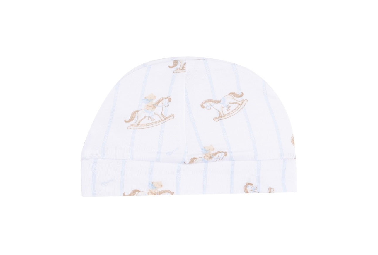 Blue Vintage Rocking Horse Beanie Hat