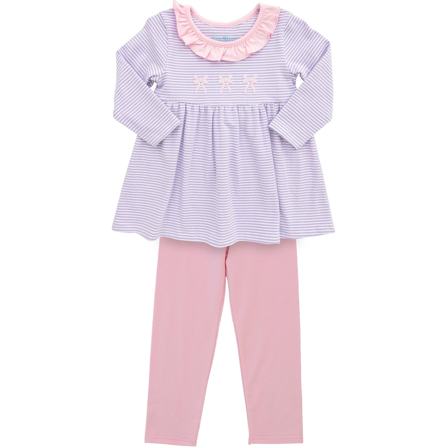 Purple Stripe Bow Pants Set