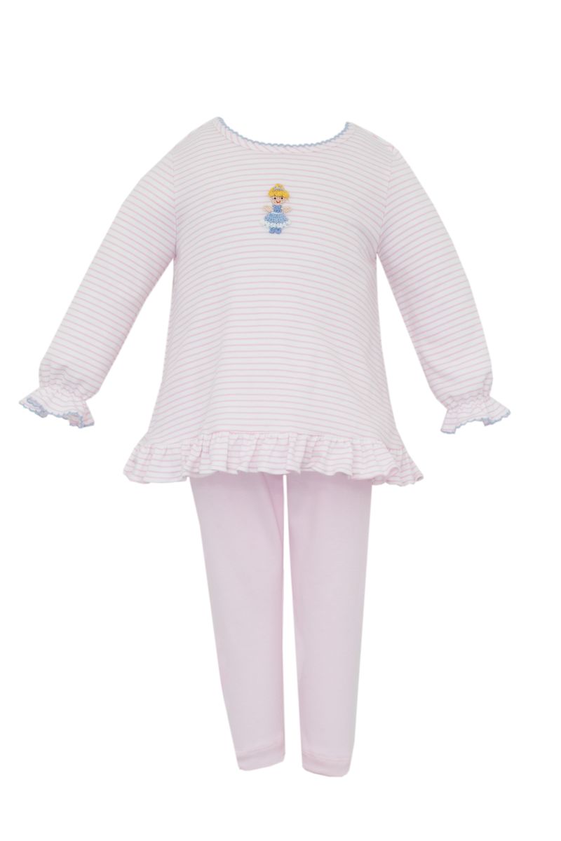 Cinderella- Pink knit stripe girl ́s tunic set
