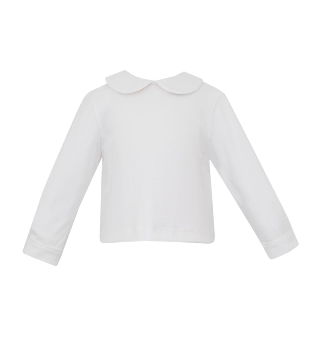Knit Shirt- White Knit Peter Pan Shirt W/ Pipping