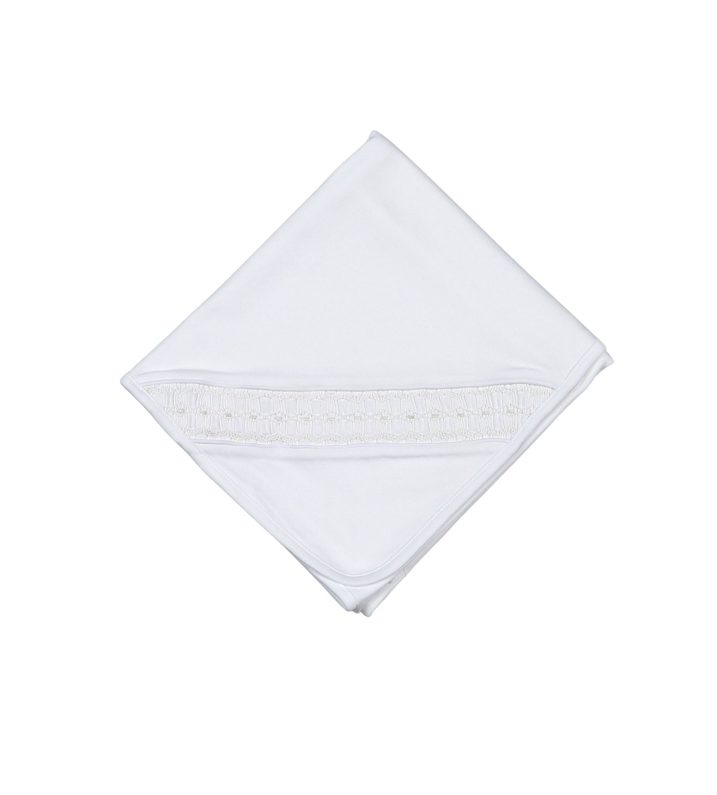 White Smocked Receiving Blanket
