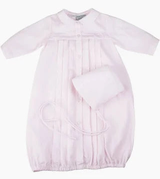 Girls Dot Embroidered Take Me Home Gown with Bonnet