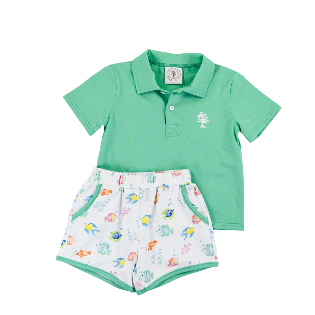 Fish Frenzy Boys Polo Short Set