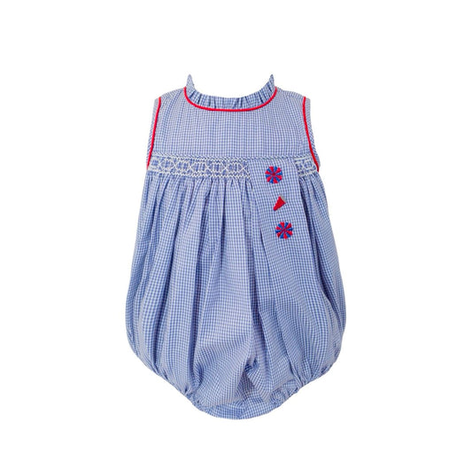 Blue Gingham Spirit Trio Smock Girls Bubble