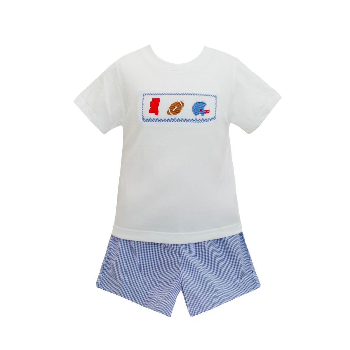 Blue Gingham Spirit Trio Smock Short Set