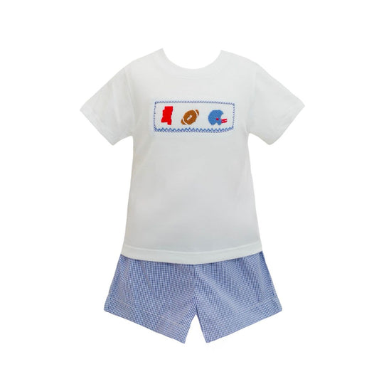Blue Gingham Spirit Trio Smock Short Set