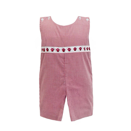 Maroon Gingham Bulldog Paw Ribbon Jon Jon
