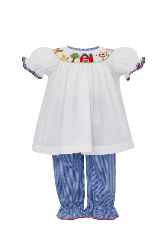 Farm Girls-Royal Blue Gingham Pant Set