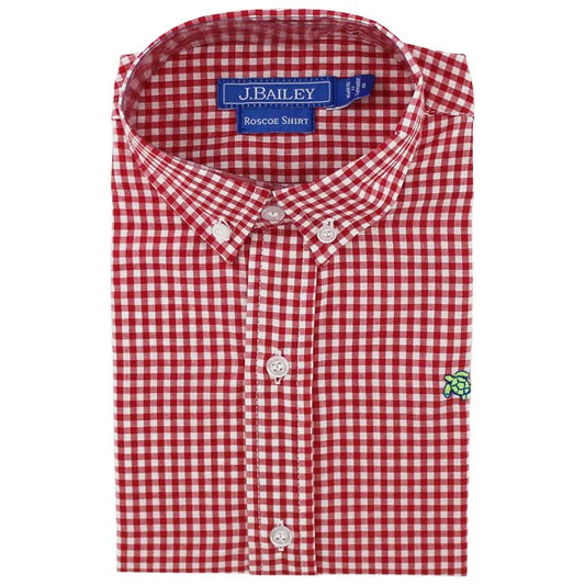 Red Check Button Down
