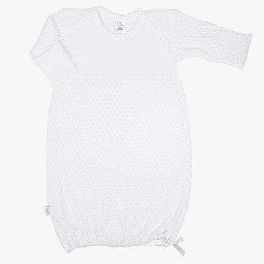 White Overlap Shoulder Gown w Bow