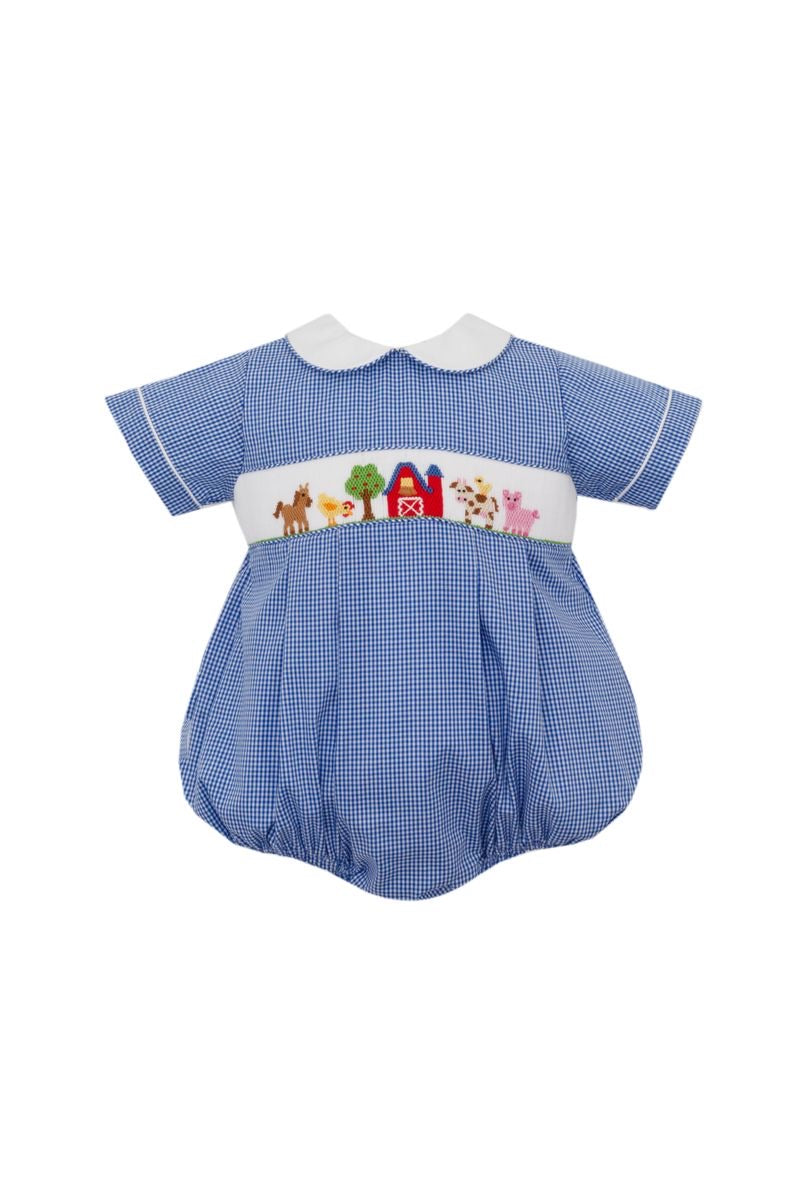 Farm Boys-Royal Blue Gingham Bubble