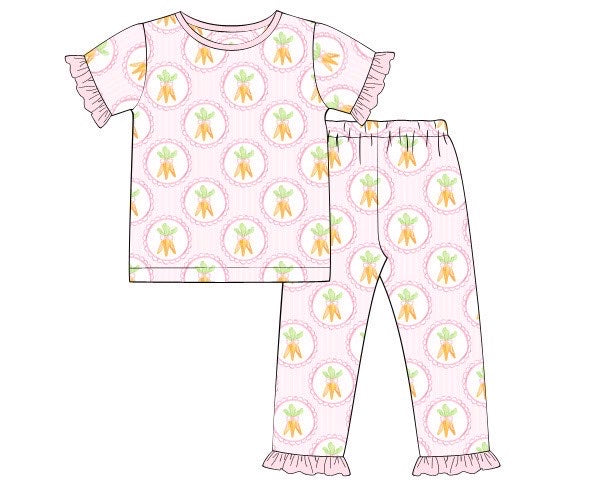 PRE ORDER Girls Carrot Knit Pajama Set