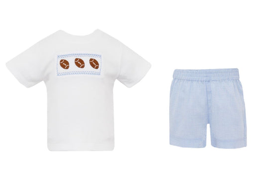 Football Boys-Blue Gingham Short Set