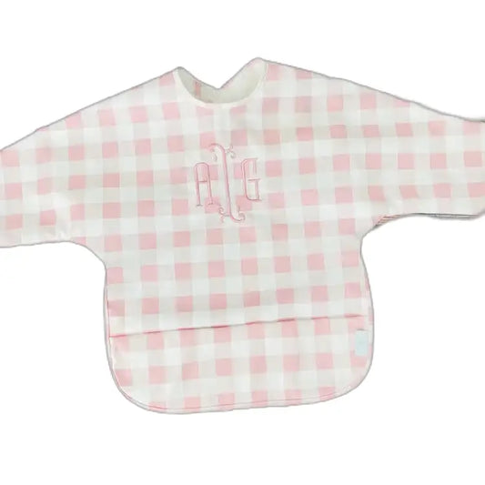 Long Sleeve Signature Catch All Bib - Pink Gingham