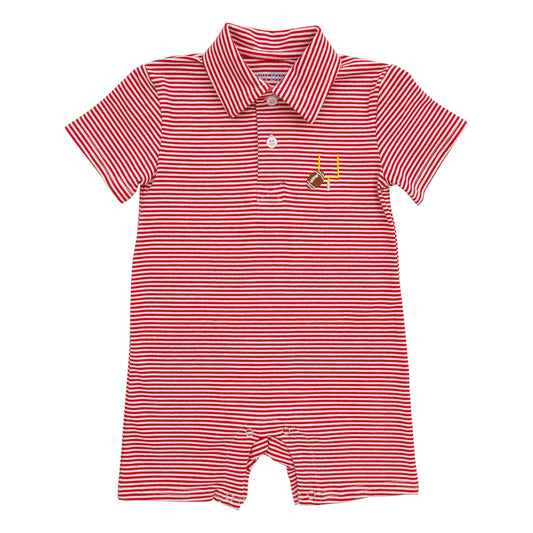 Game Day Polo Romper-Red