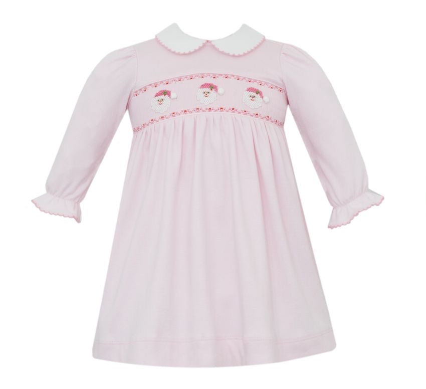 Santa Face Girls Pink Dress