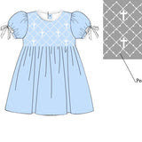 PRE ORDER Girls Blue Cross Heirloom Dress