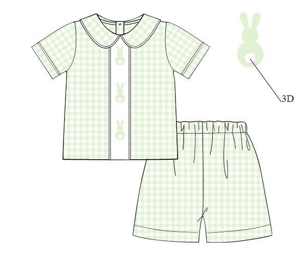 PRE ORDER Boys Green Bunnies Knit Short Set