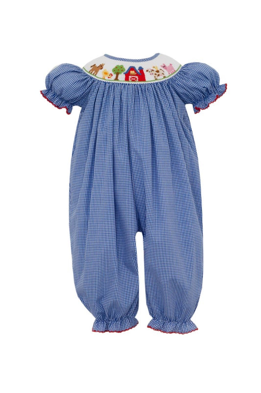Farm Girls-Royal Blue Gingham Long Bubble