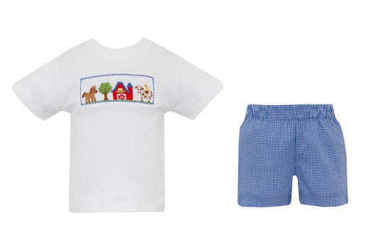 Farm Boys-Royal Blue Gingham Short Set