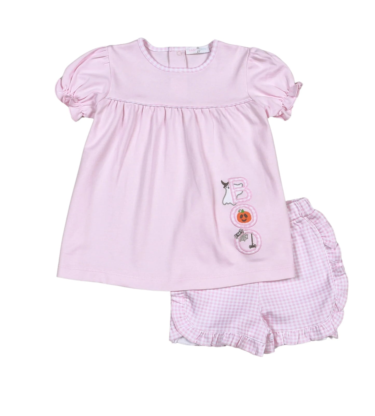 Spooky Pima Pink Applique Short set