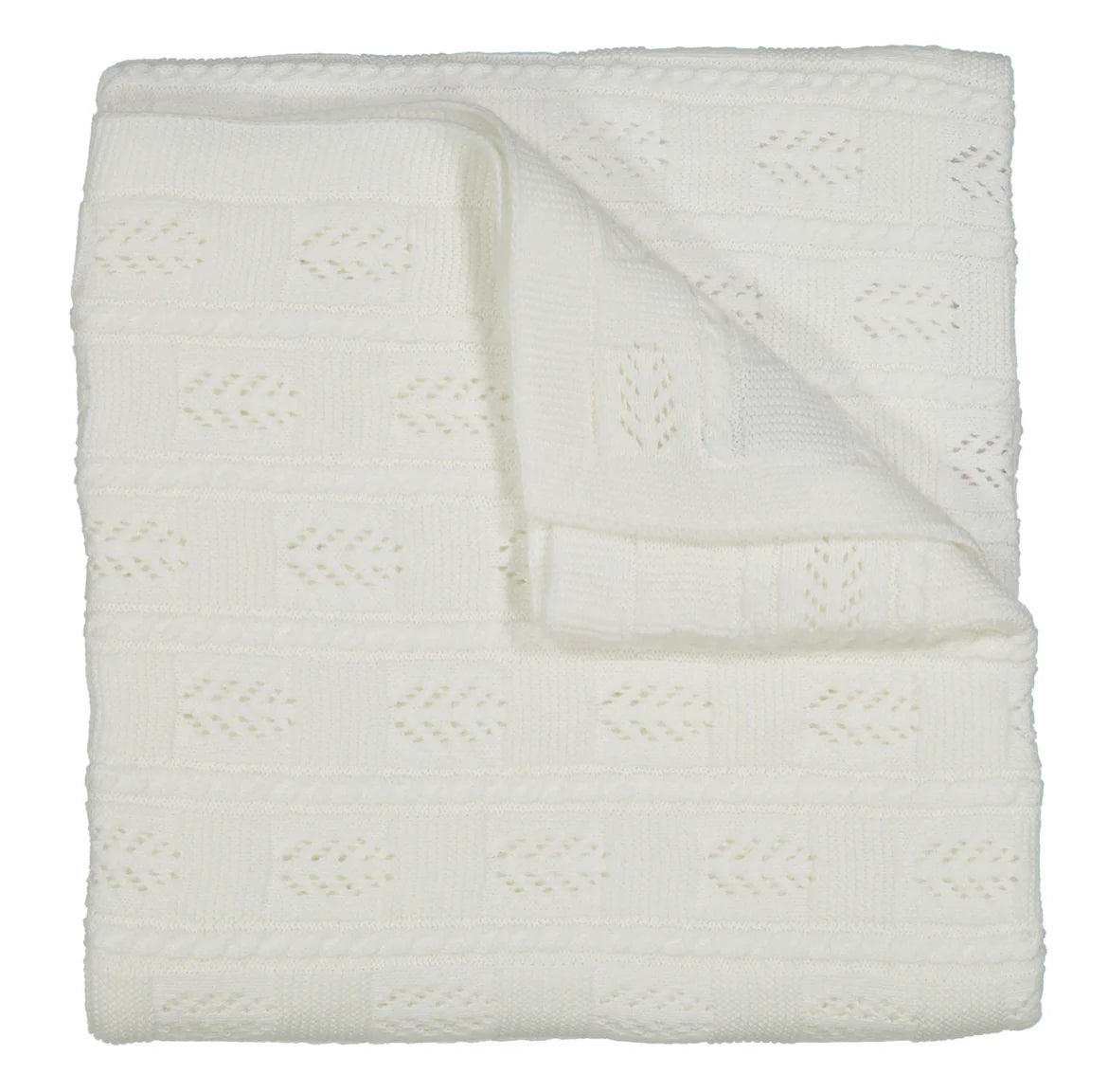 Cable Pointelle Knit Blanket