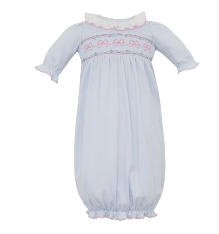 Light Blue Bow Smocked Sack