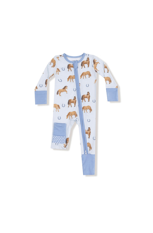 Blue Horses Zipper Pajama