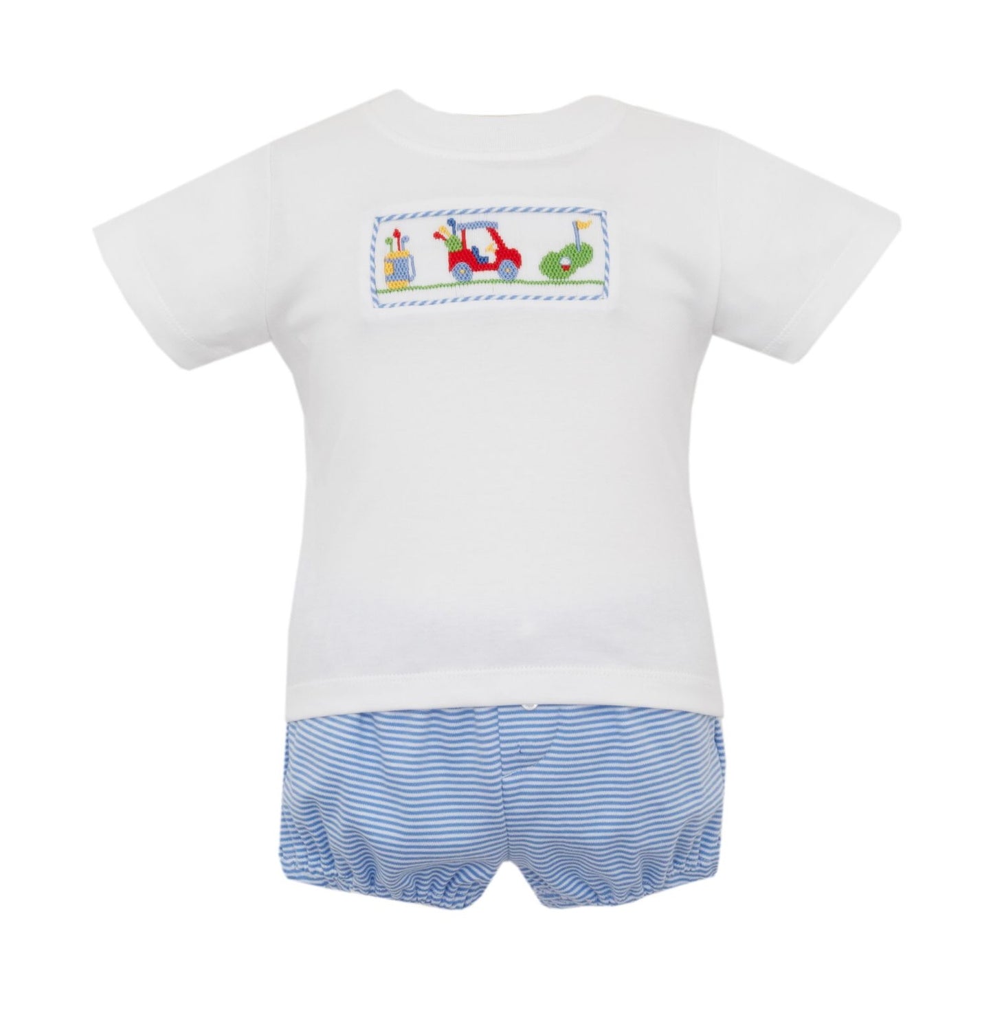 Golf- Periwinkle blue knit stripe boy ́s diaper set