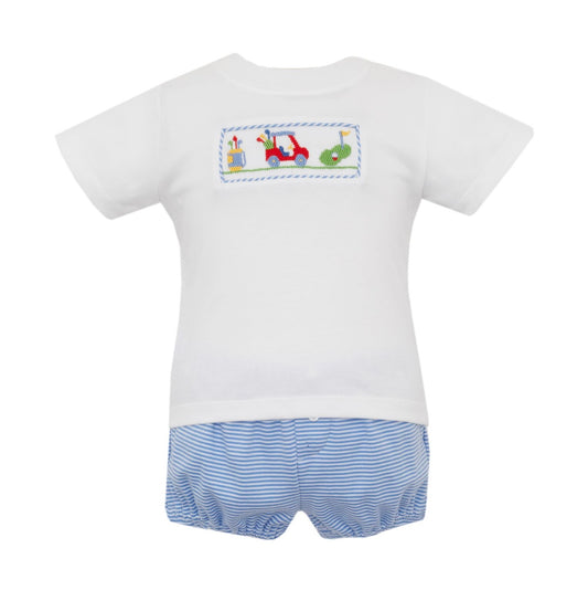 Golf- Periwinkle blue knit stripe boy ́s diaper set