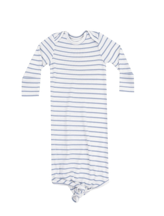 French Stripe Dusty Blue Knotted Gown