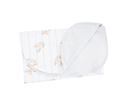 Blue Vintage Rocking Horse Burp Cloth