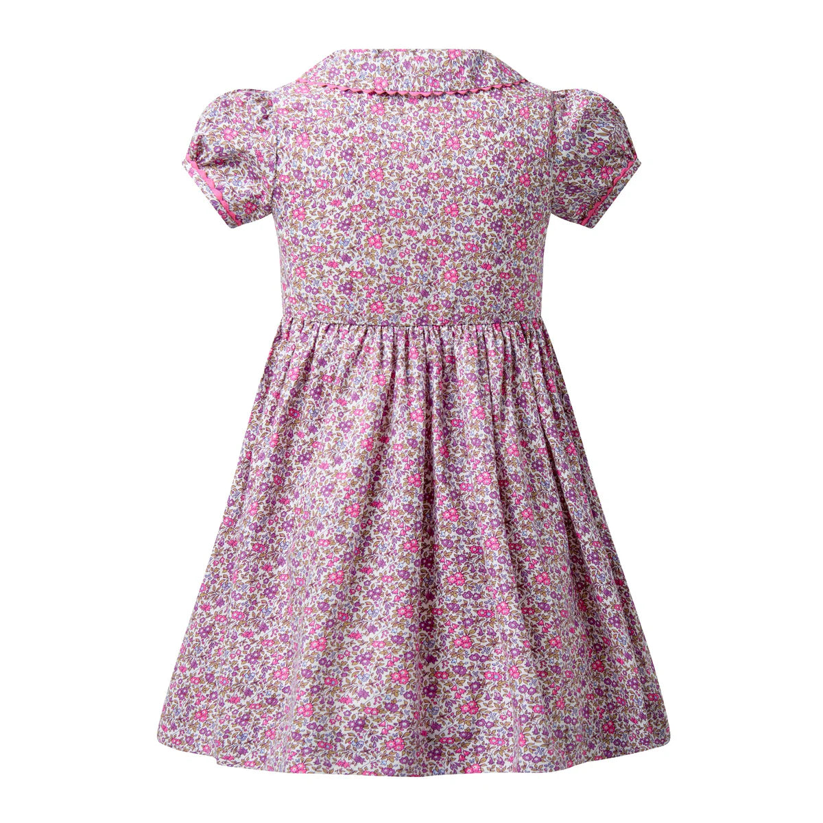 Purple Floral Button-Front Dress