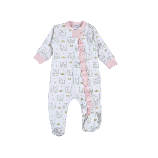 Easter Bunnies Zipper Footie-Pink