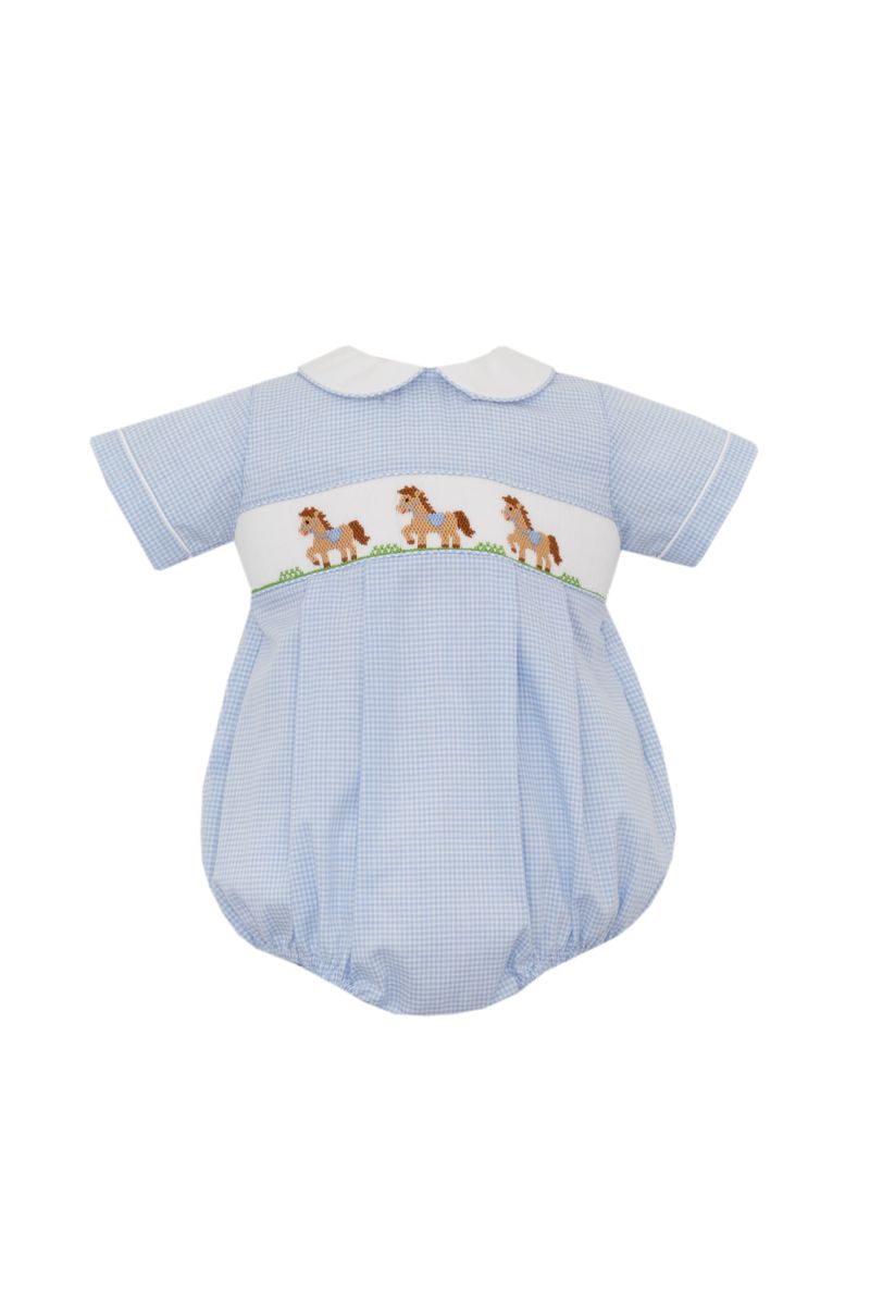 Horses- Blue gingham boy ́s bubble
