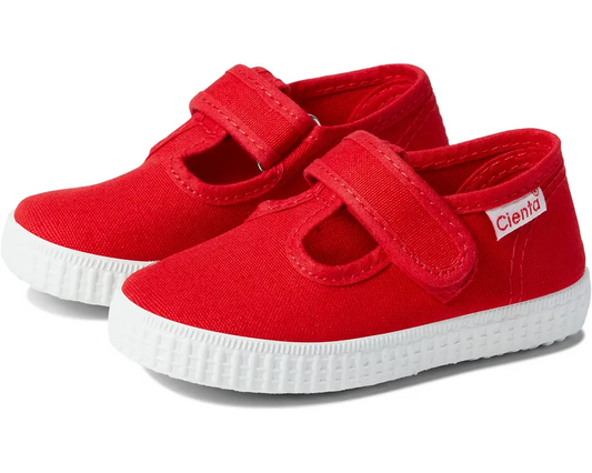 Red Canvas T-Strap