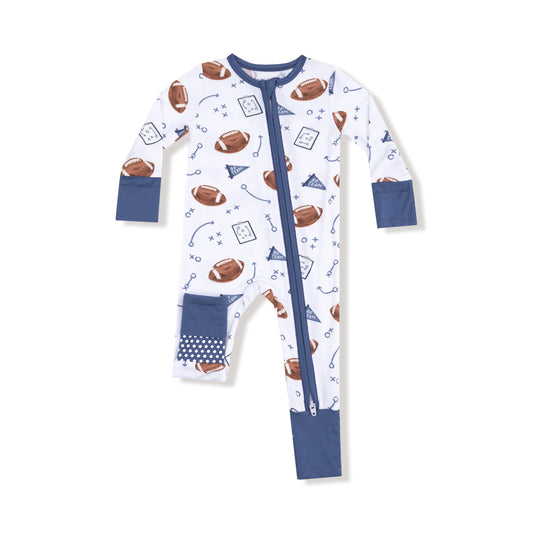 Navy Touchdown Zipper Pajama