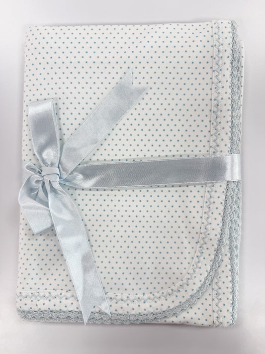 Blue Bitty Dot Crochet Blanket