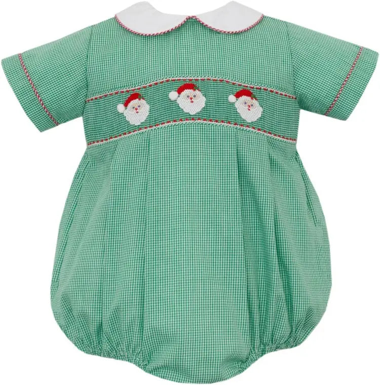 Santa Face-Green Gingham Bubble