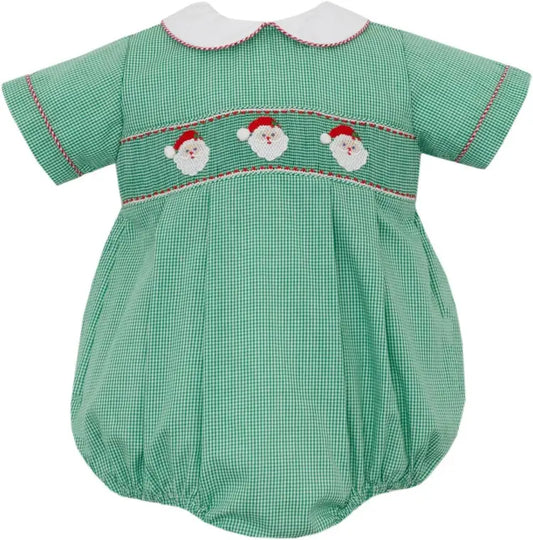 Santa Face-Green Gingham Bubble