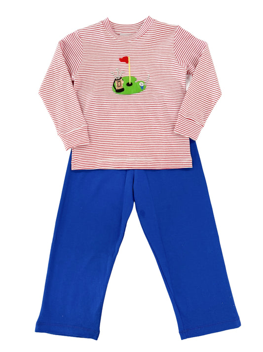 Red Stripe Golf Pant Set