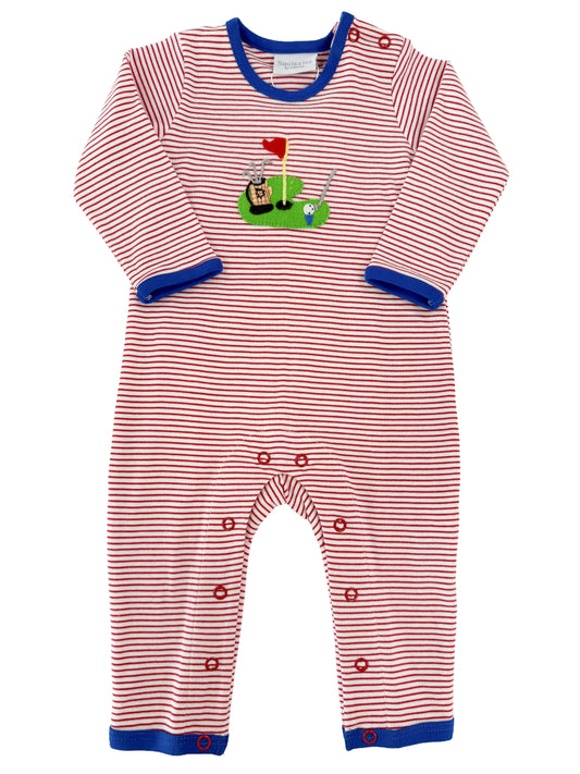 Red Stripe Golf Romper