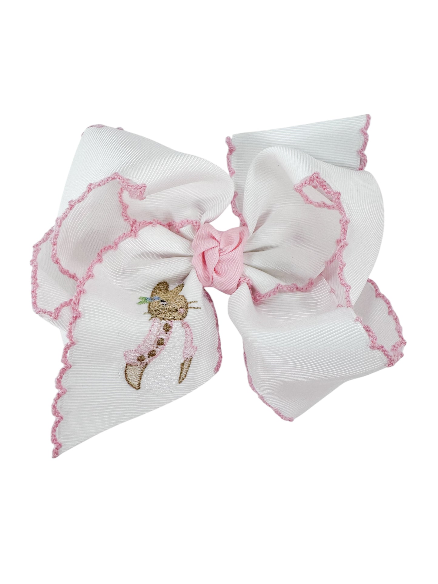 Huge Bow with Bunny Embroidery