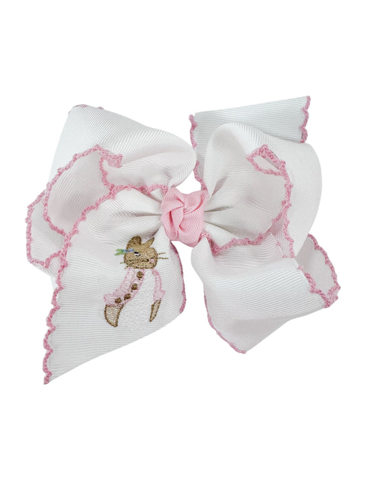 Huge Bow with Bunny Embroidery