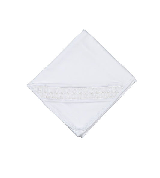 White Smocked Receiving Blanket