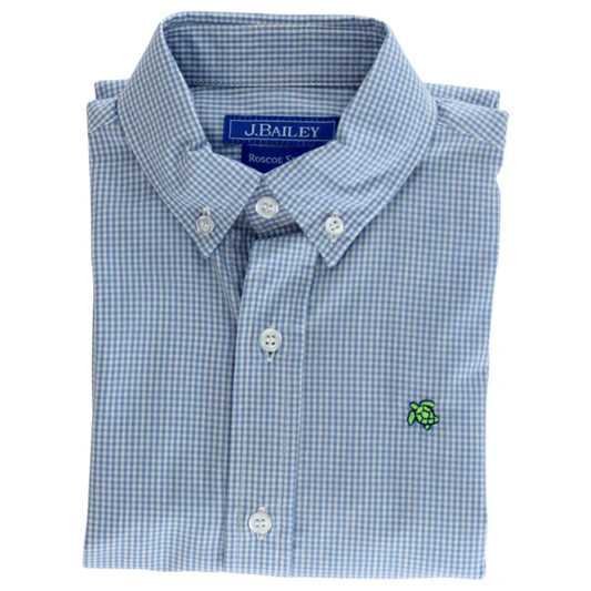 Blue Microcheck Button Down